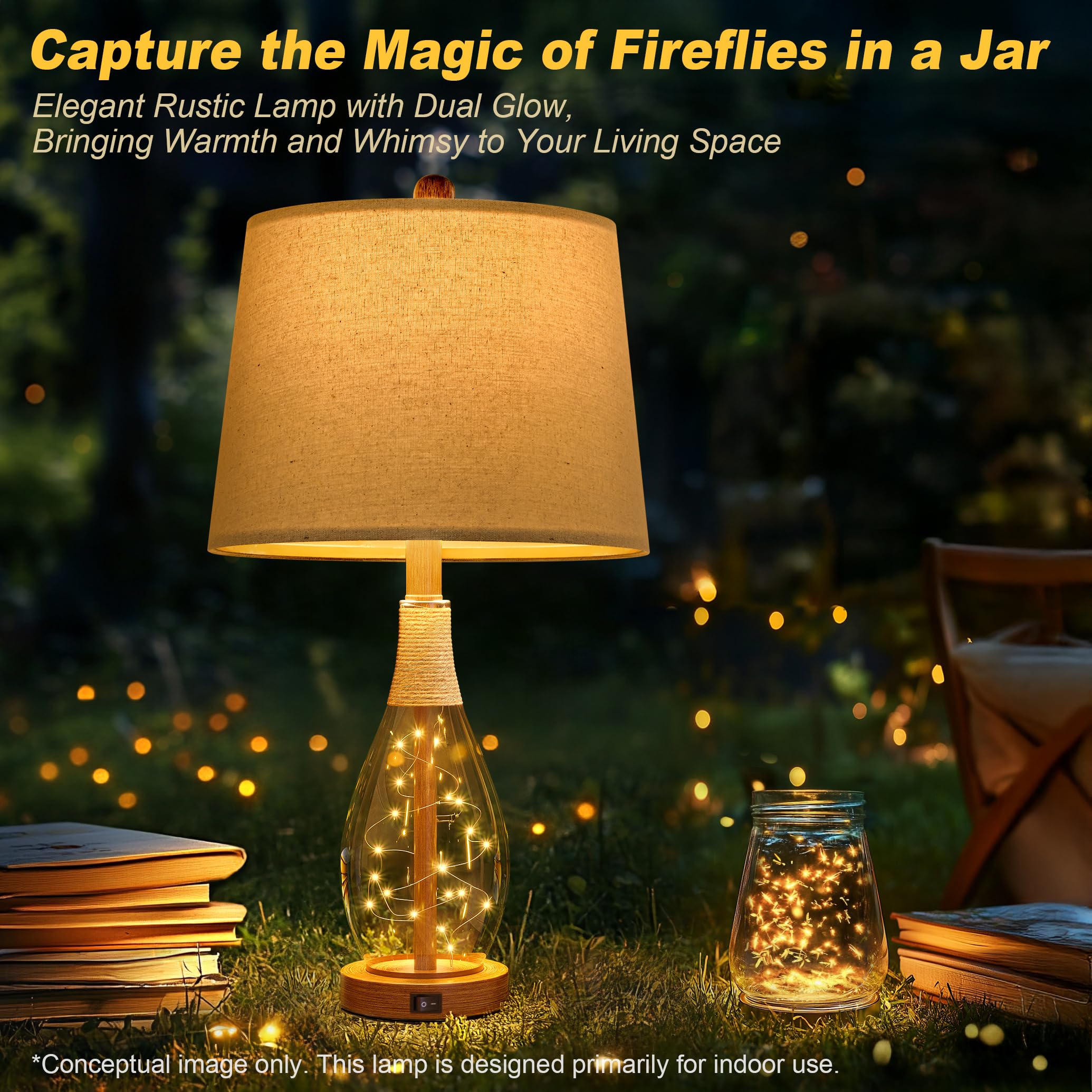 OYEARS glass jar base with internal lights for soft night glow.
