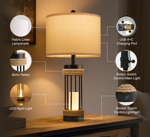 OYEARS linen shade softens light for cozy evenings.