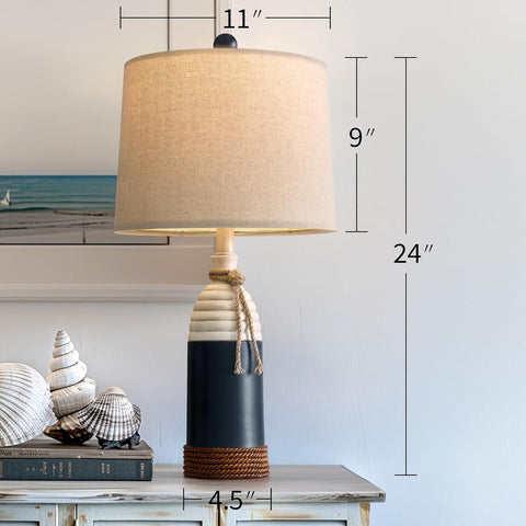 OYEARS 1-year warranty information for navy blue table lamp set