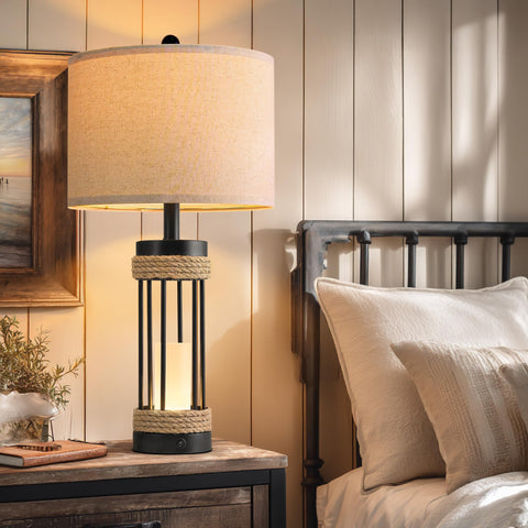 OYEARS table lamps night light feature provides gentle glow for late-night reading.