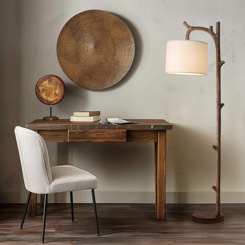 OYEARS retro farmhouse floor lamp with walnut base delivers warm ambience for living rooms