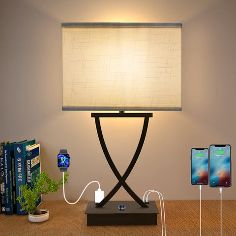 OYedis bedside dimmable table lamp with USB charging.