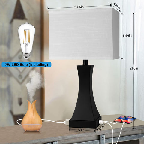 OYedis Table Lamp built-in AC outlet keeps essential devices powered nearby.