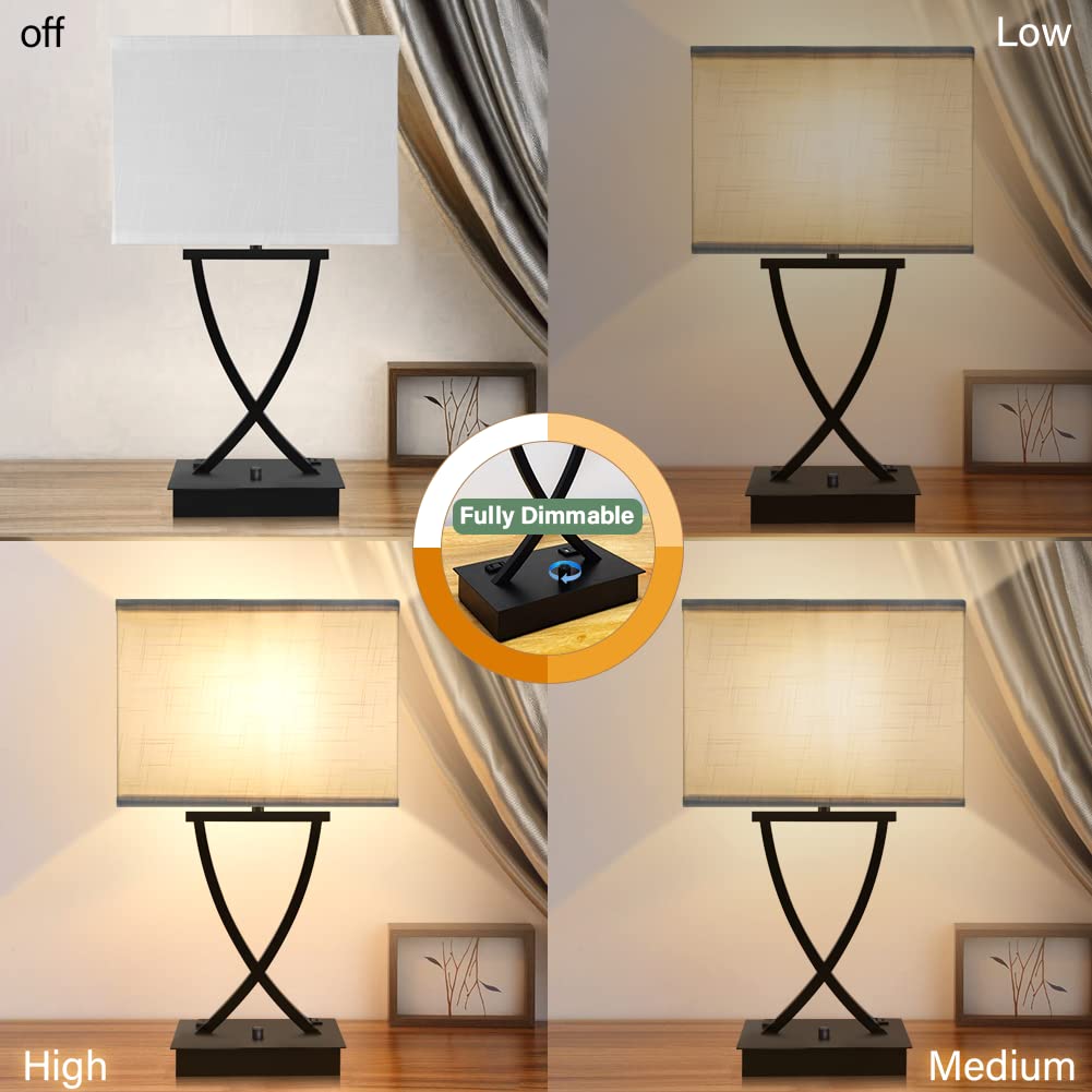 OYedis white linen shade on a weighted non-slip base.
