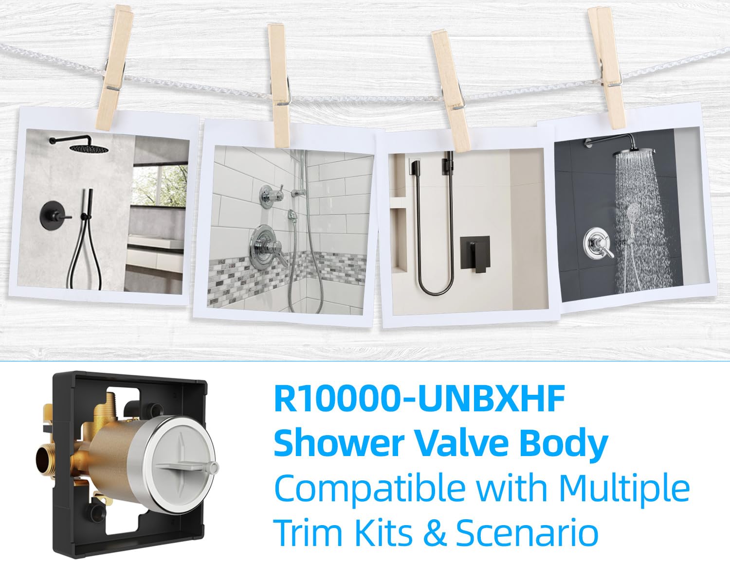 OYIMNB R10000-UNBXHF versatile rough-in aids DIY shower upgrades with flexible trim