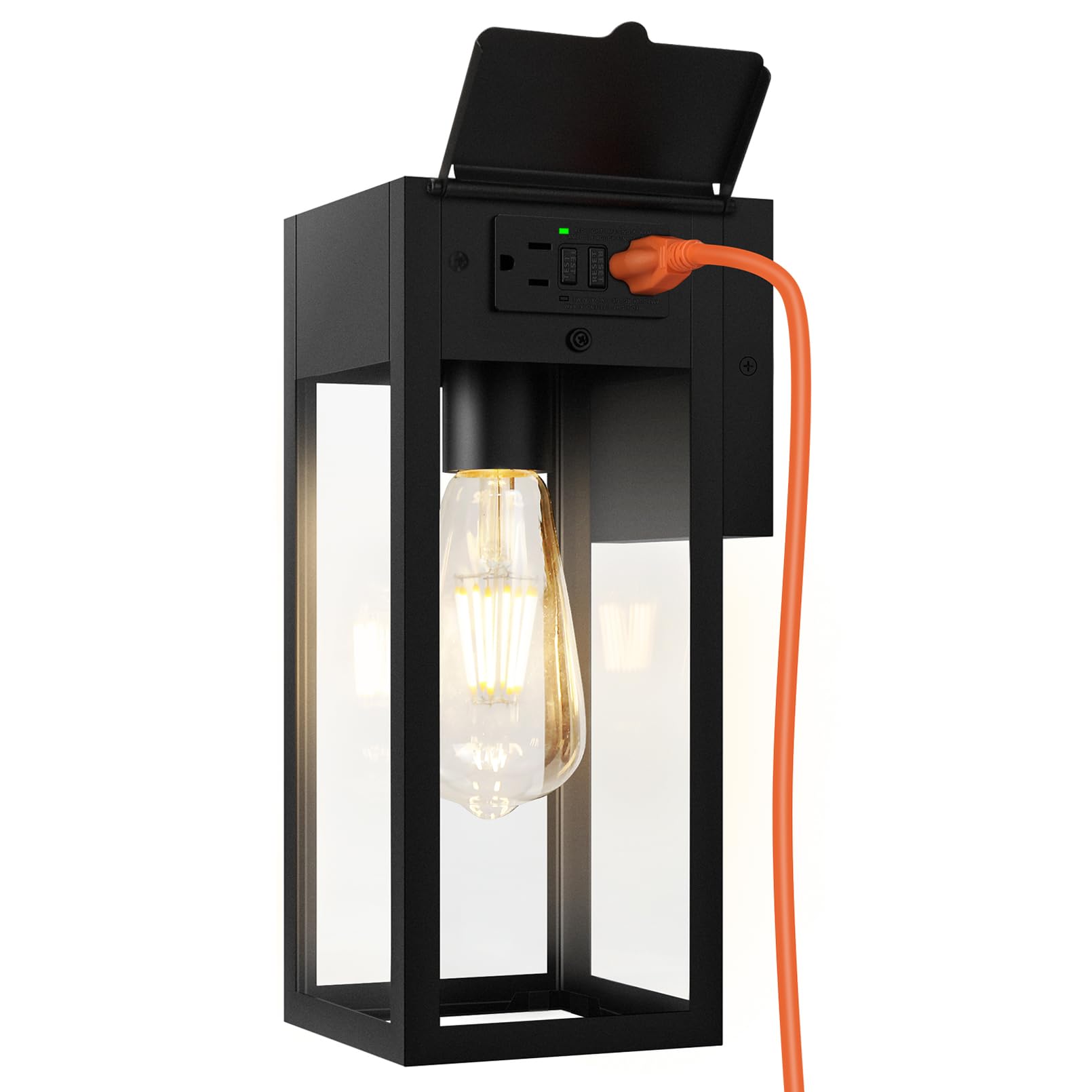 OYKYOHEI porch light with GFCI outlet for safe outdoor power
