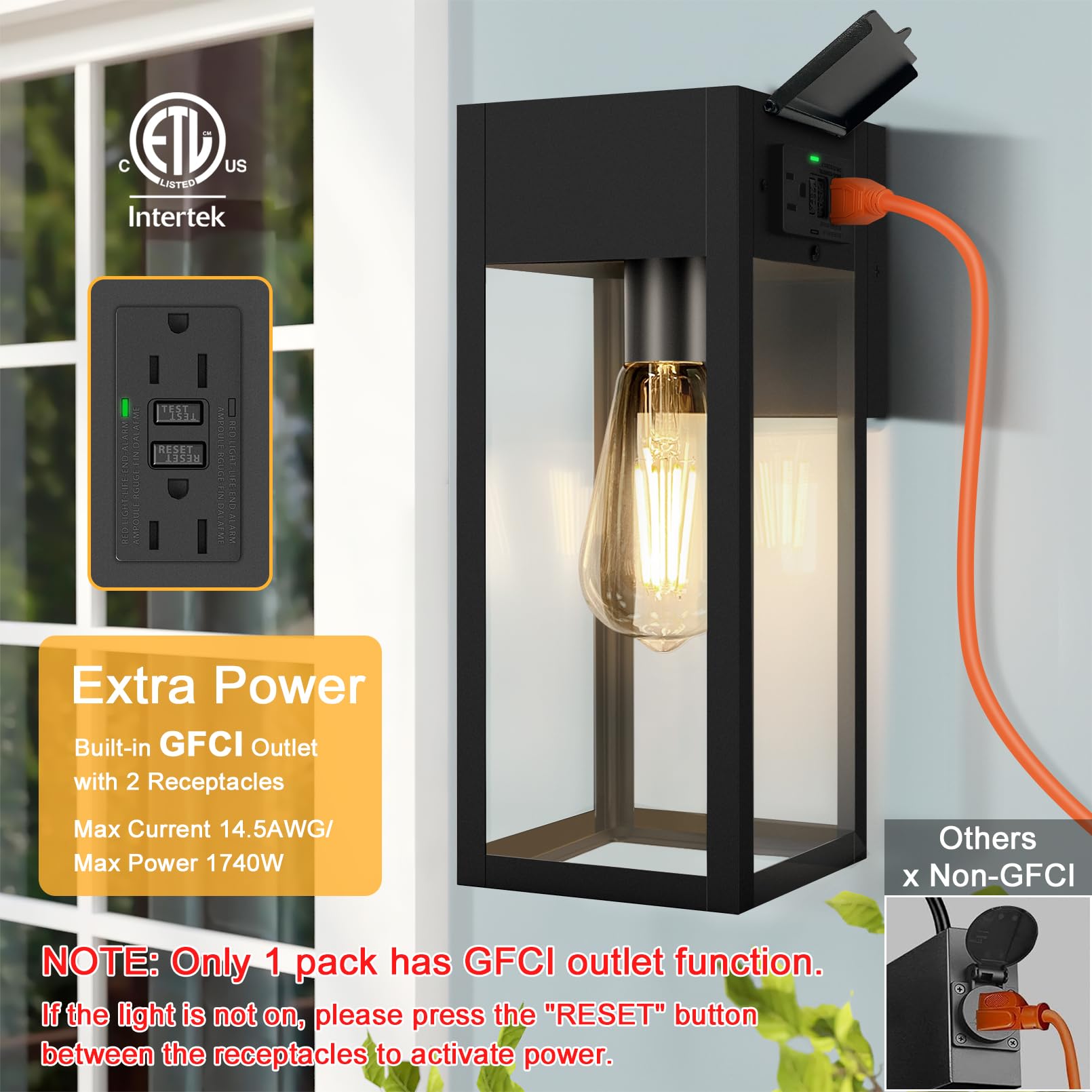 OYKYOHEI outdoor wall sconce with GFCI outlet enhances exterior usability.