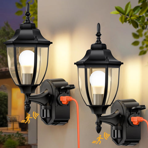 OYKYOHEI porch-light-outlet-motion-2pack provides automatic entryway illumination with a built-in outlet.