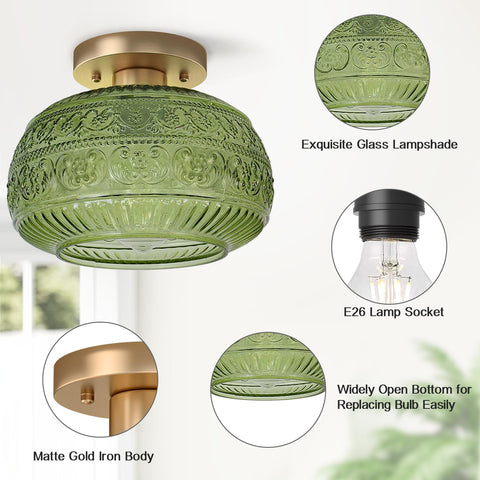 OYKYOHEI semi flush in bedroom; warm gold accent plus soft glow enhances relaxation.