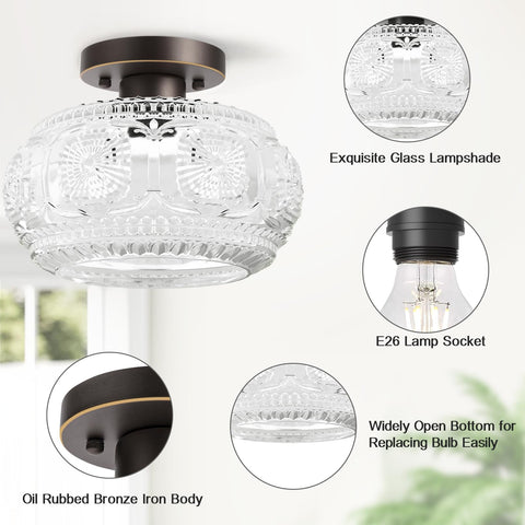 OYKYOHEI semi flush mount installation guide depicts easy assembly for quick setup.