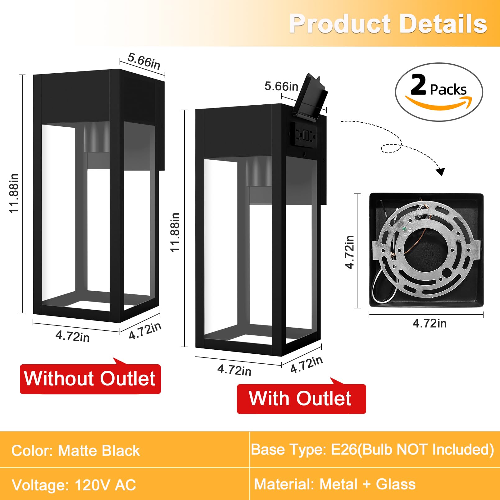 OYKYOHEI E26 socket porch light supports LED, CFL, and incandescent bulbs.