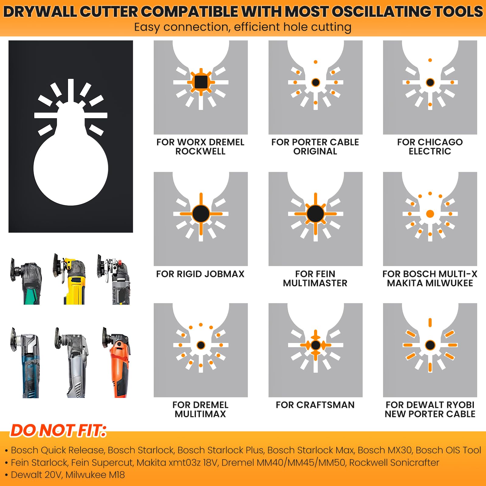 Compatible with most oscillating tools and adapters for a secure fit
