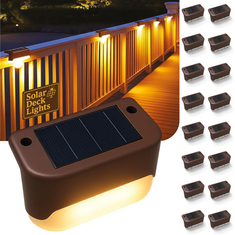 OZEM Solar Deck Lights outdoor 16-pack, peel-and-stick for stairs and rails
