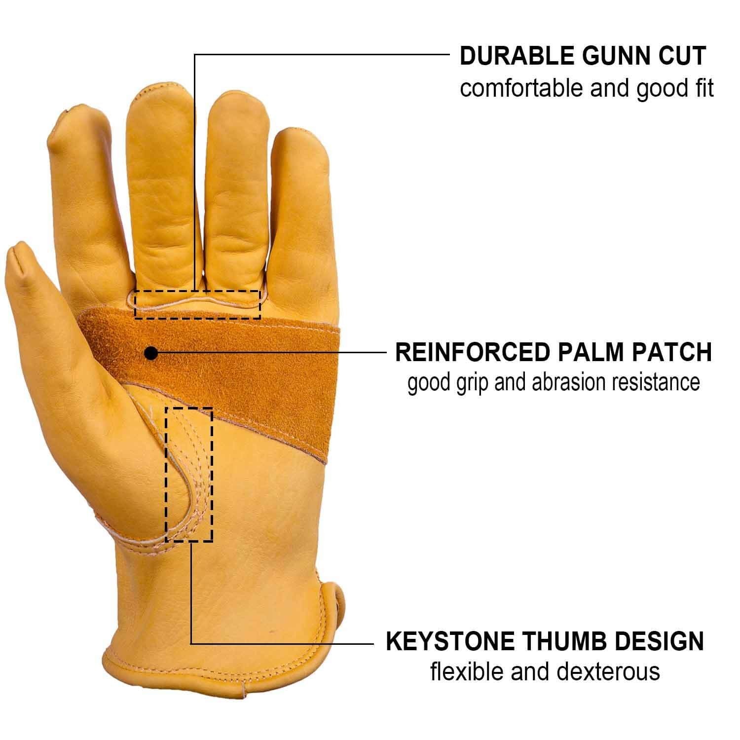 OZERO Gunn Cut and Keystone Thumb design enhances dexterity for precise tasks.