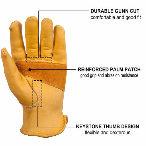 OZERO Gardening Work Gloves Gunn Cut Keystone Thumb for improved durability and dexterity