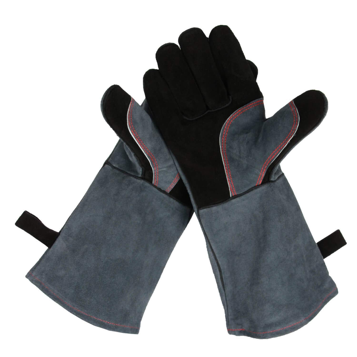 OZERO Grill Gloves front view with heat-resistant leather
