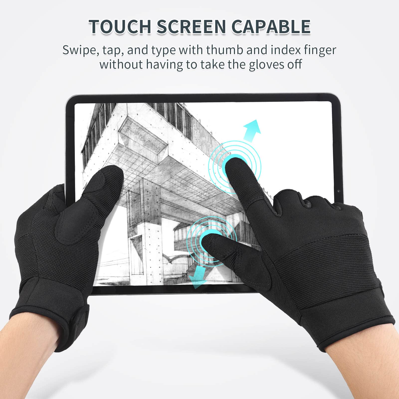 OZERO gloves featuring padded knuckles for extra protection during tasks