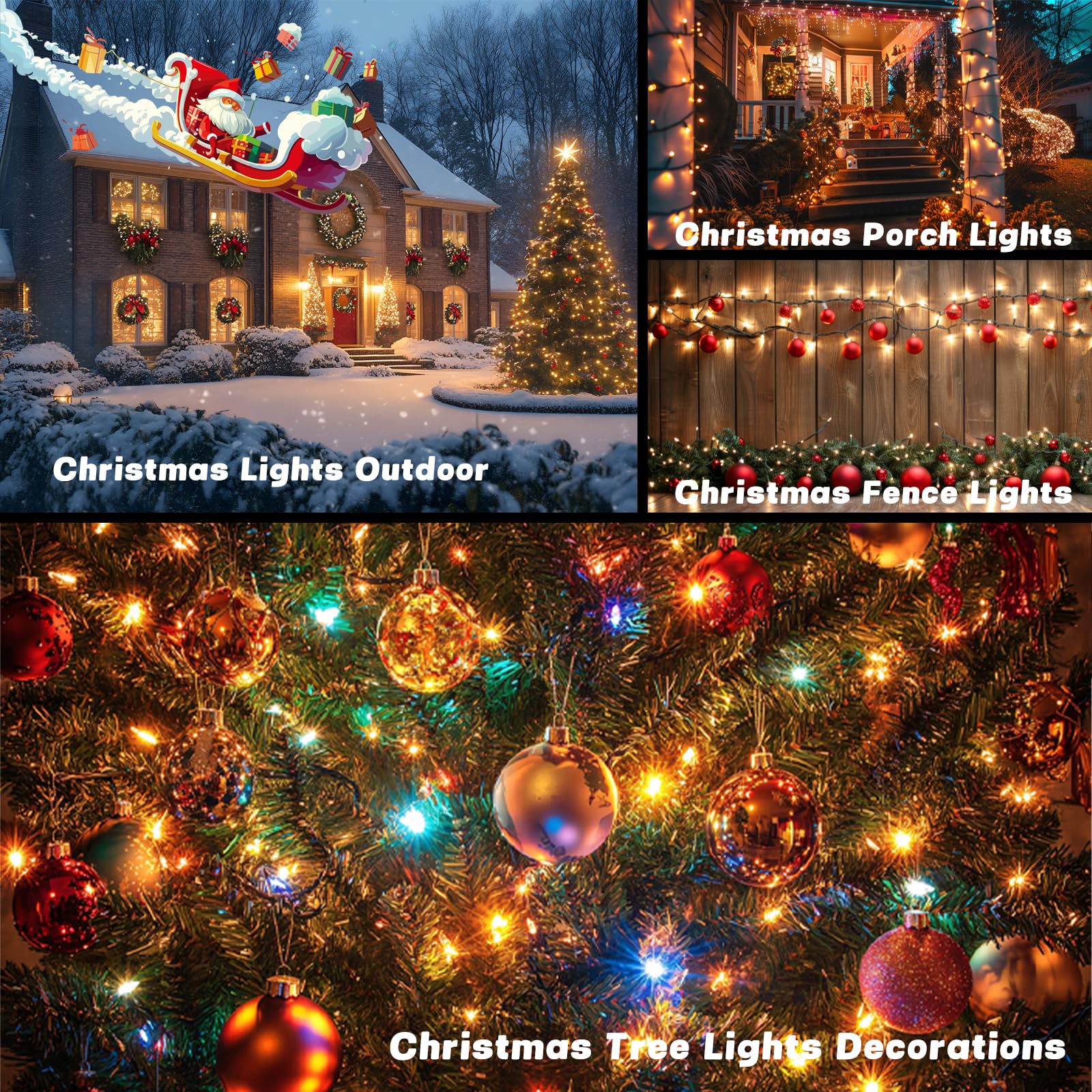 OZS 2-pack 240-LED solar lights over porch and roofline glow