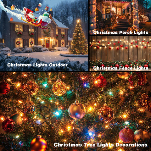 OZS 2-pack 240-LED solar lights over porch and roofline glow
