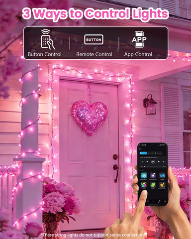 Remote control with OZS pink Valentine lights for quick color changes.