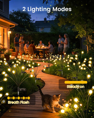 OZS swaying garden lights dance with wind for a magical outdoor display.