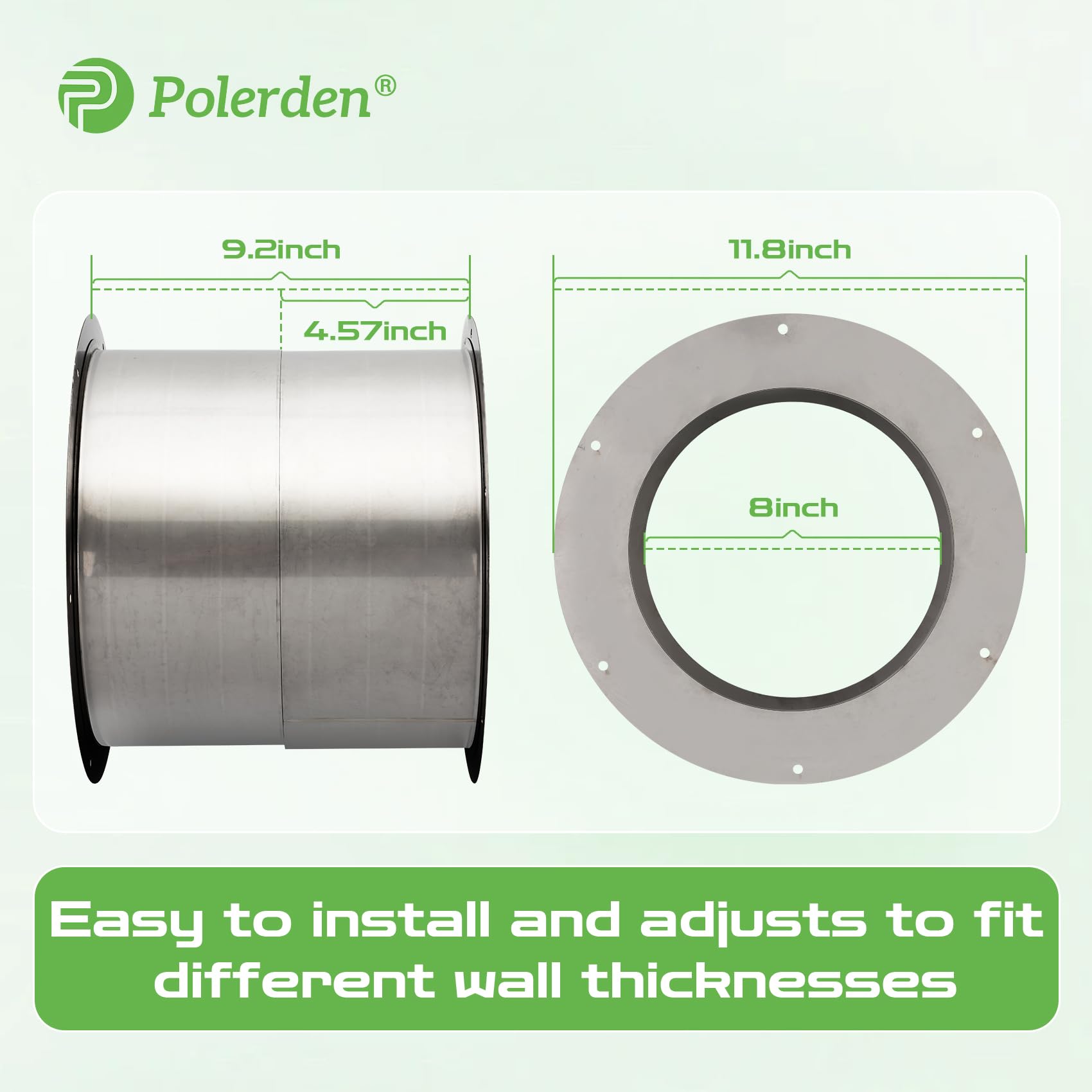 P Polerden wall thimble showing adjustable wall depth.