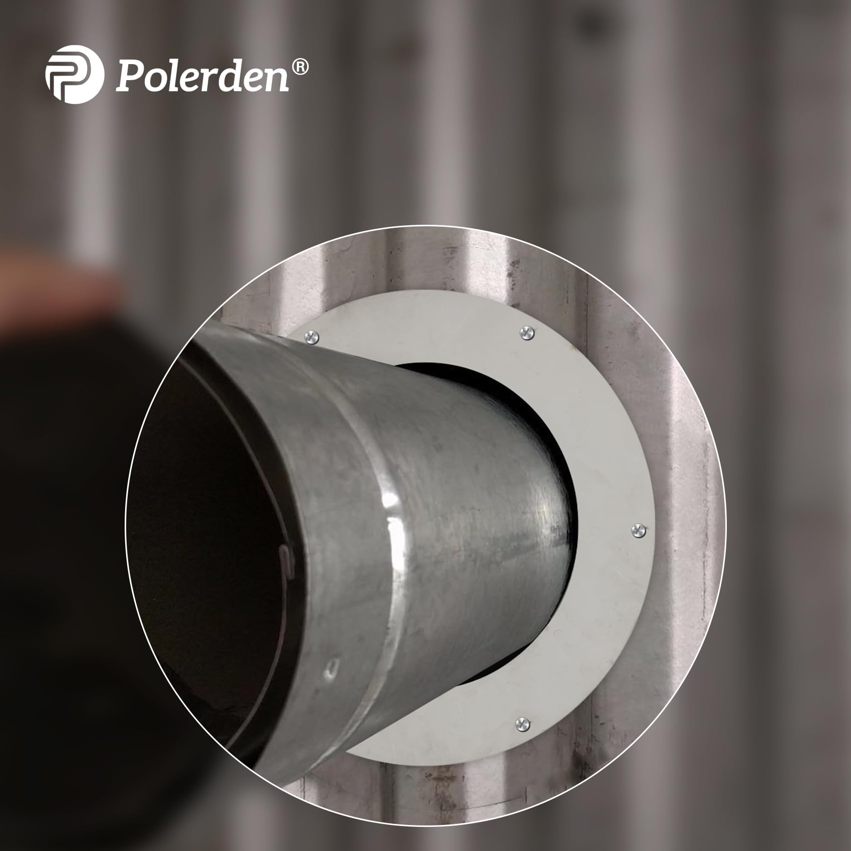 P Polerden wall thimble made of corrosion-resistant steel finish.
