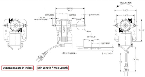 P-Tech replacement motor for Nutone Broan systems compatibility