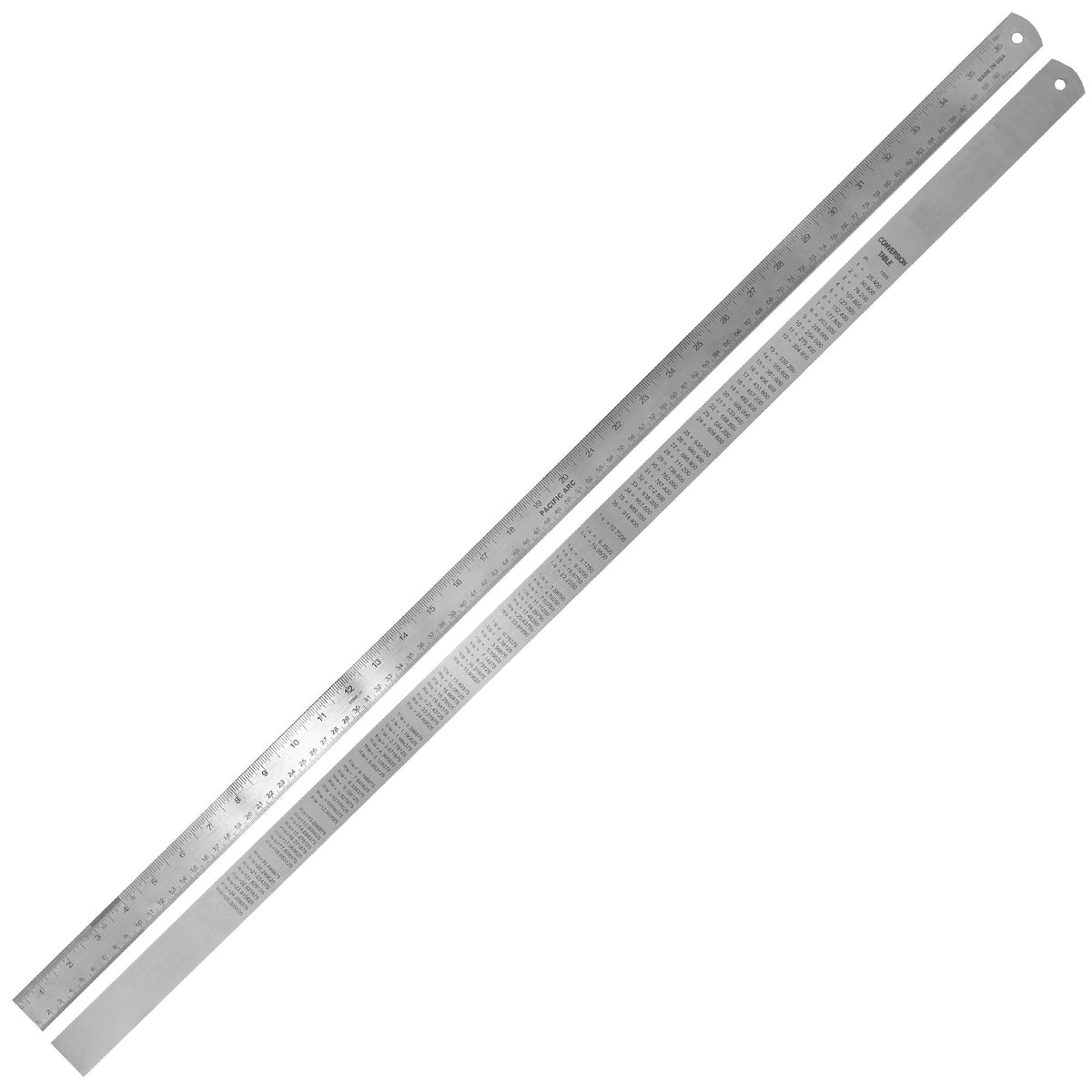 Pacific Arc 36-inch ruler front markings enable precise drafting.