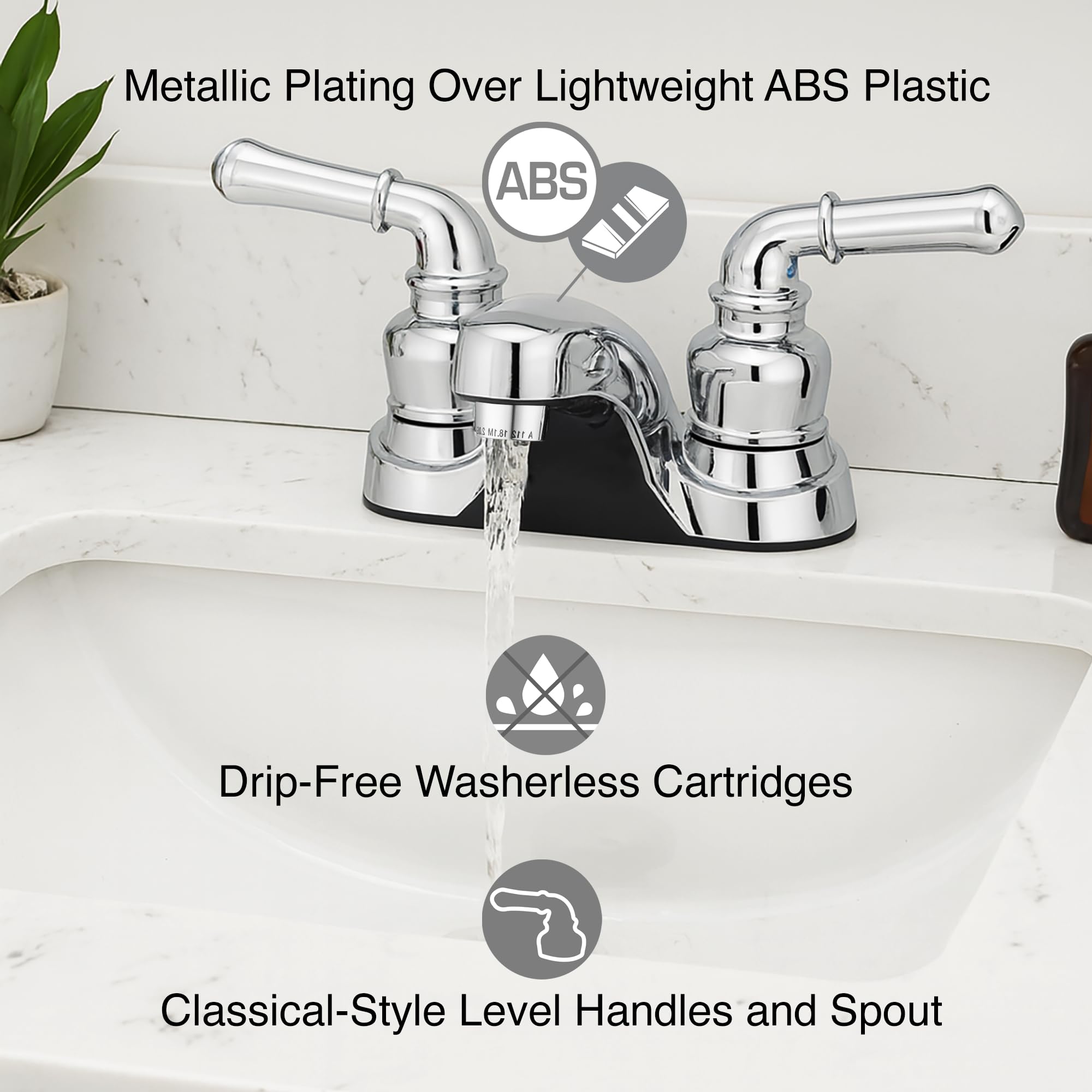 Pacific Bay Lynden dual decorative levers provide easy temperature adjustment.