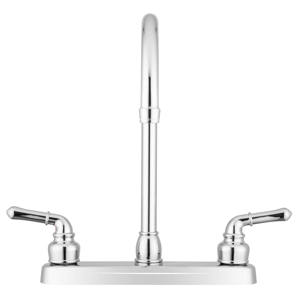 Pacific Bay Lynden brass spout detail emphasizes sturdy core under chrome plating