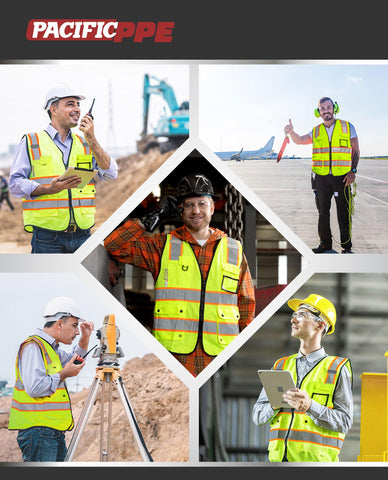 PACIFIC PPE safety vest pocket features include mic tabs and ID holders