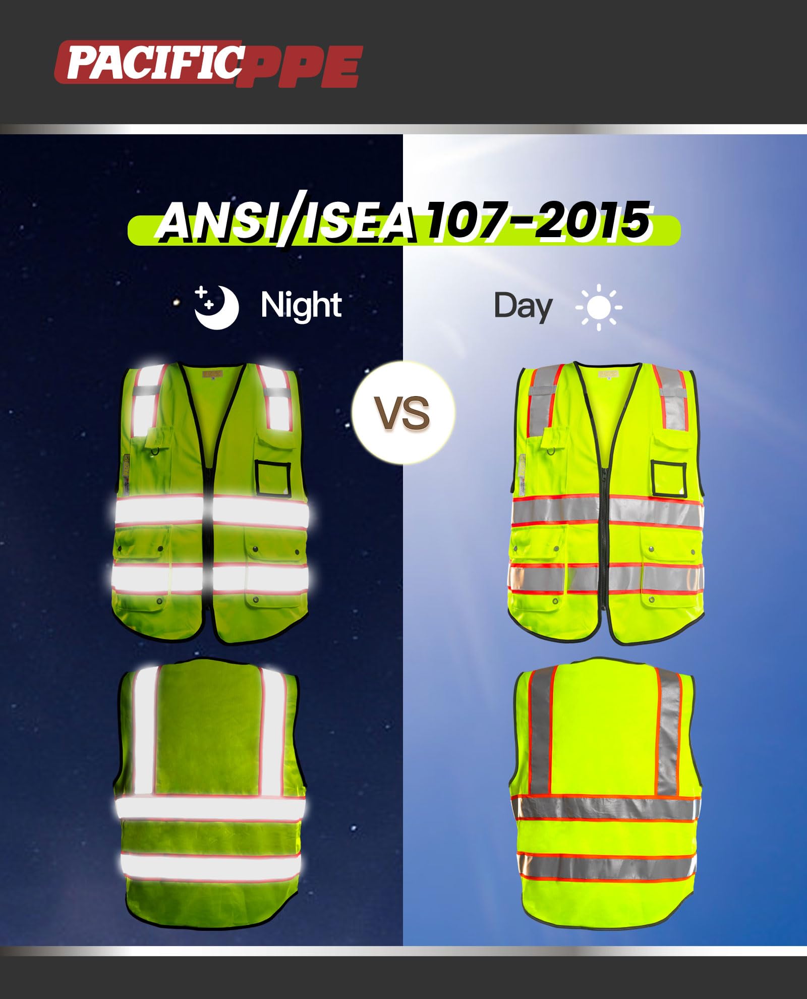 PACIFIC PPE safety vest side pocket detail showing organized storage for tools