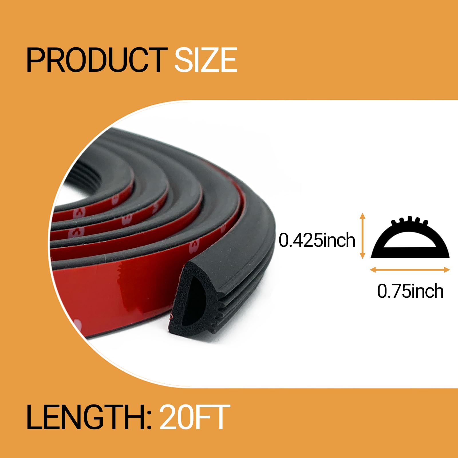 PACIXU D Shape seal on a door edge with easy self-adhesive backing
