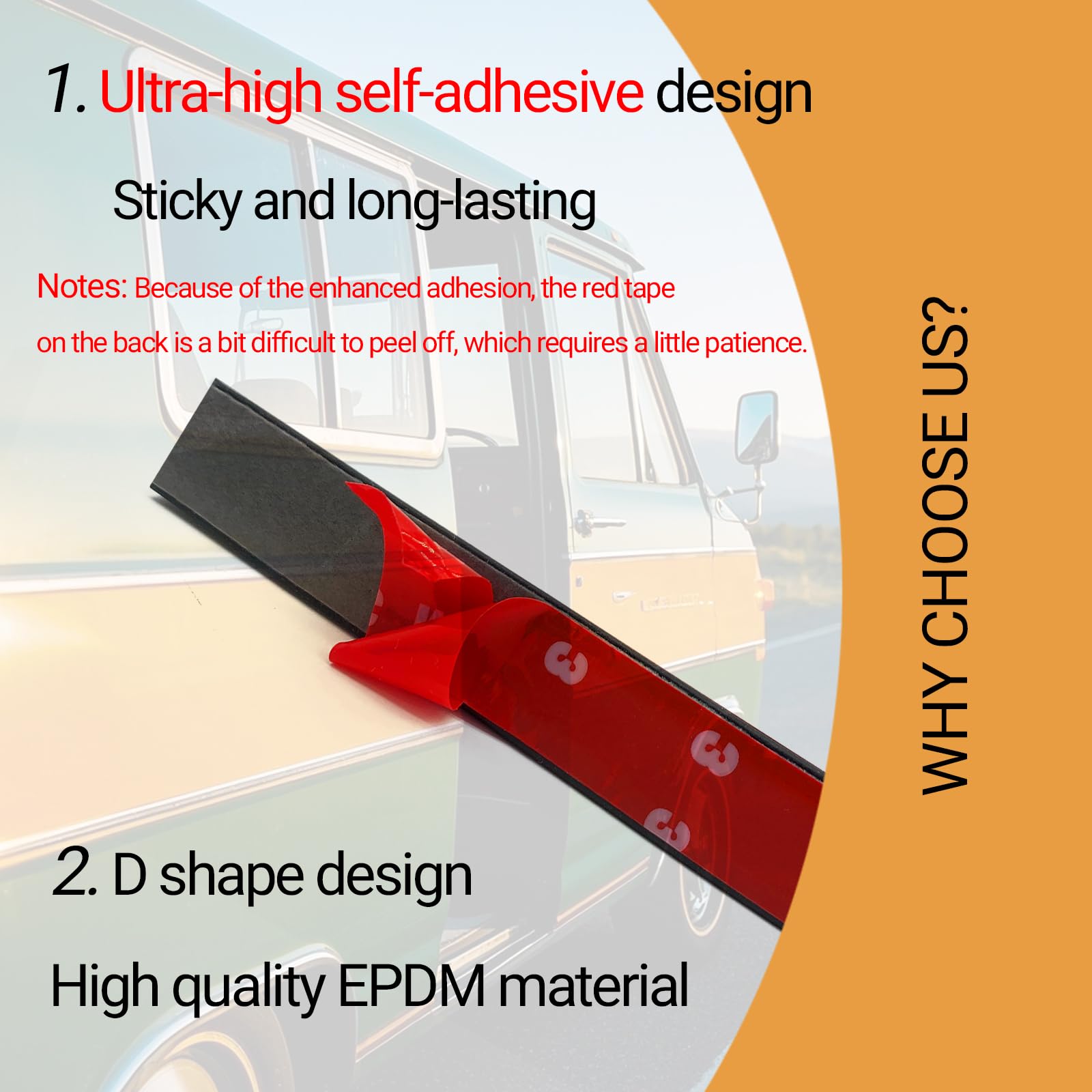 Close-up of flexible EPDM foam D Shape profile for tight gaps