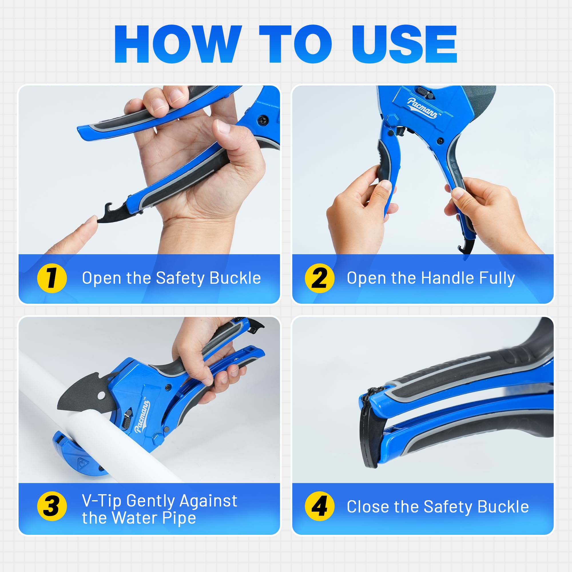 Wide material compatibility across PVC, CPVC, PEX, PP-R, PE, rubber.