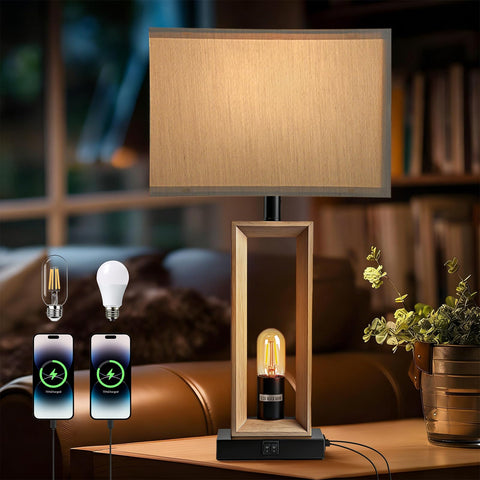 PACOLIT P lamp base with sturdy wood for durable farmhouse style