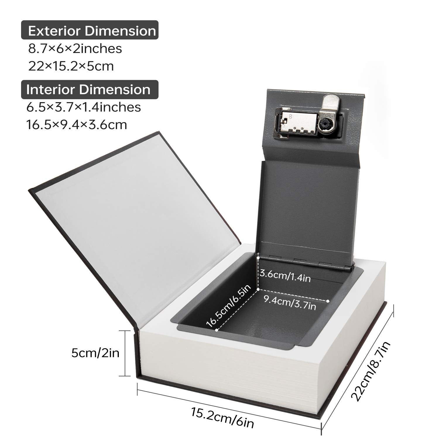 PACOLO Compact book safe on a shelf blends with library or office decor.