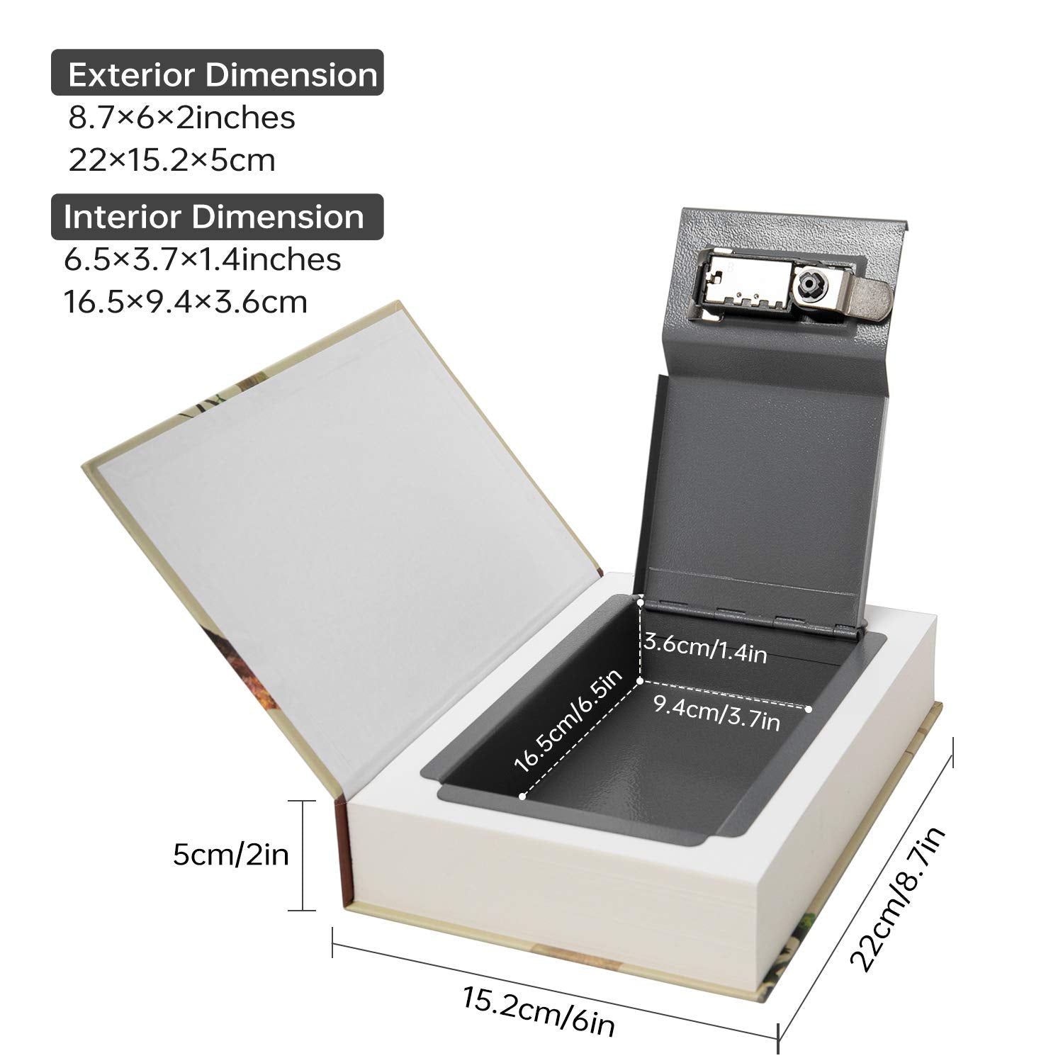 PACOLO book safe with combination lock securing items