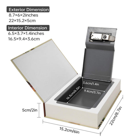 PACOLO book safe with combination lock securing items