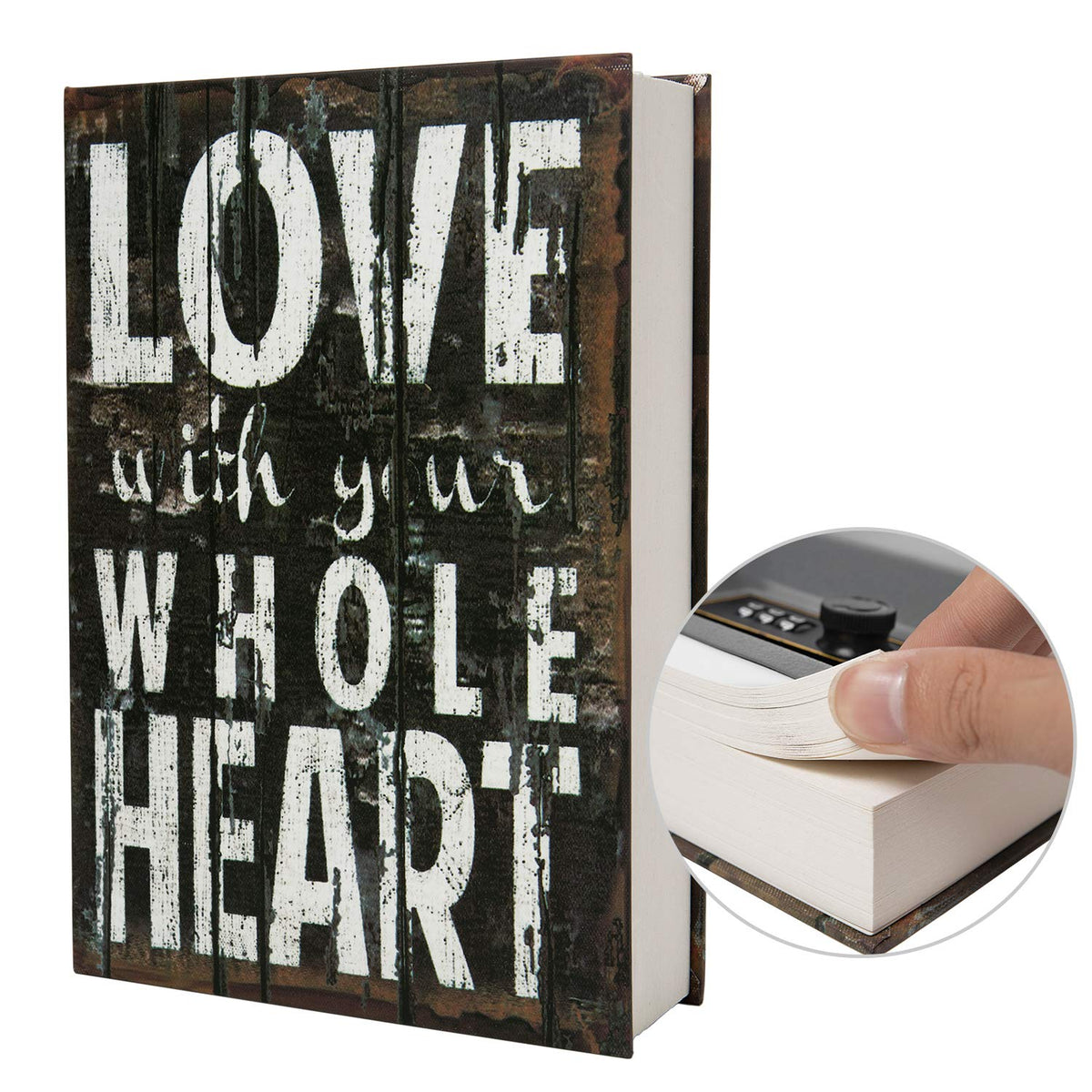 PACOLO Real Paper Book Safe front view with hidden compartment.