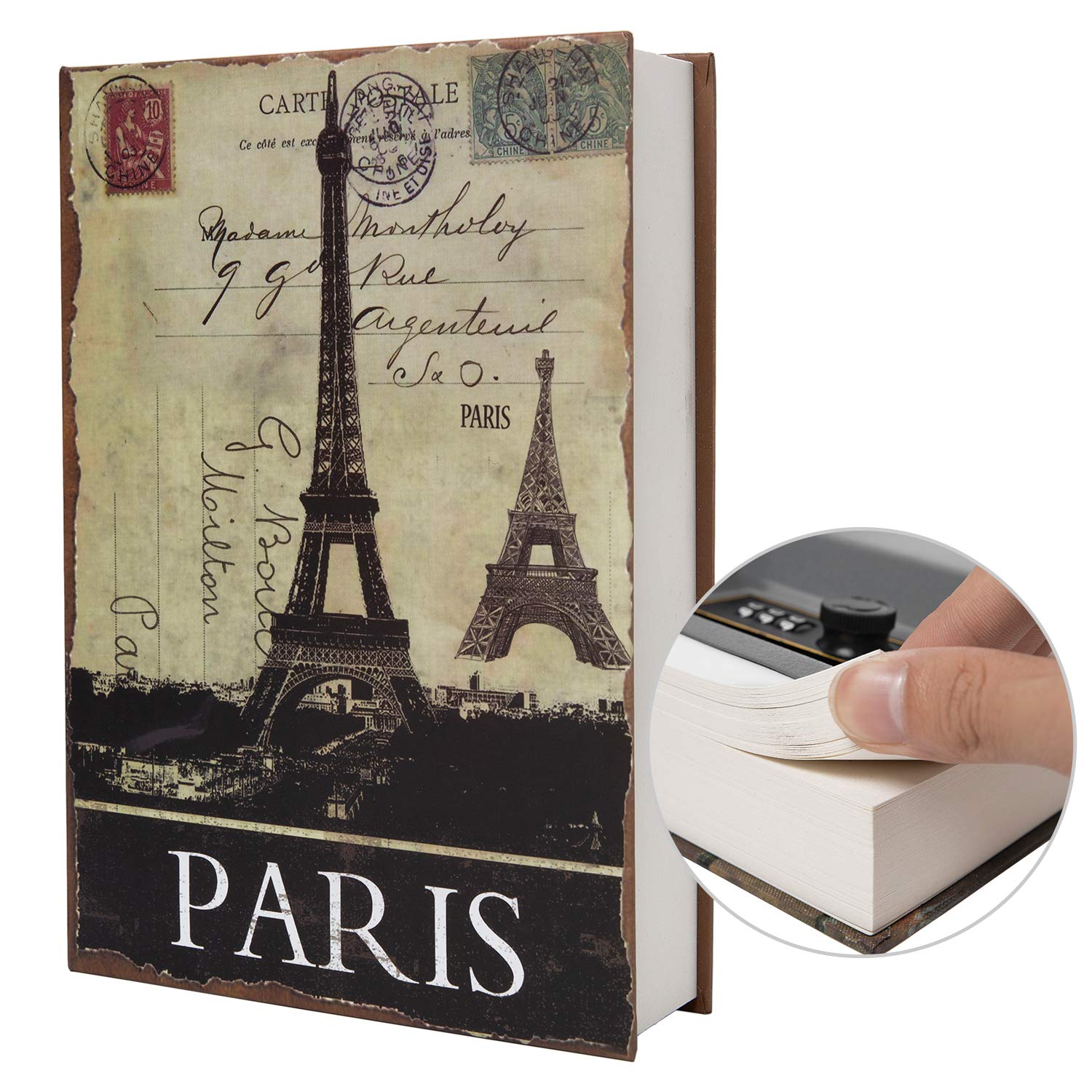 PACOLO Real Paper Transfer Book Safe with secret compartment keeps valuables discreetly on display.