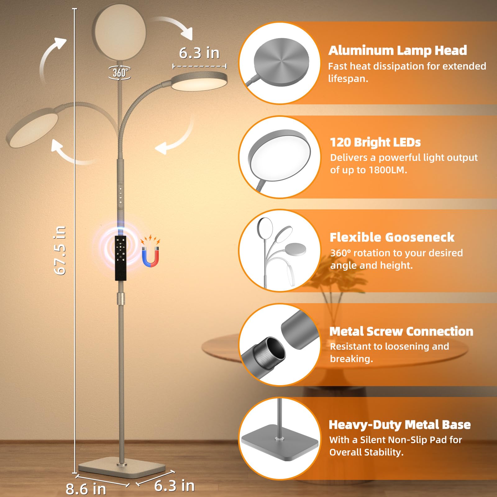 PACOVY dimmable lamp offers 2700K to 6500K color range for mood lighting.