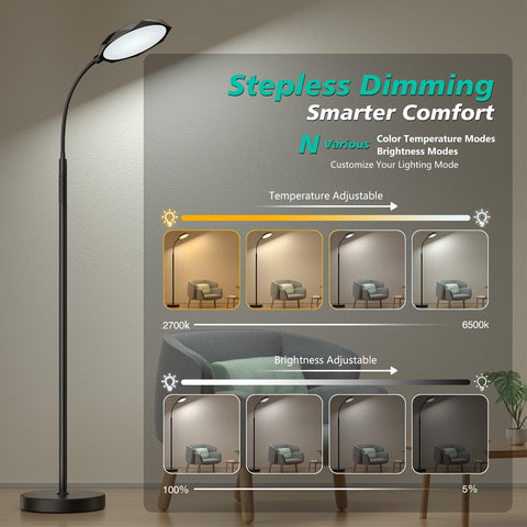 PACOVY floor lamp with magnetic remote for easy control from across the room