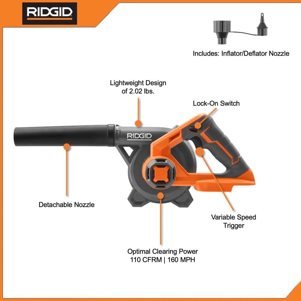 Pacroban 18V compact blower with inflator nozzle attached for inflation tasks