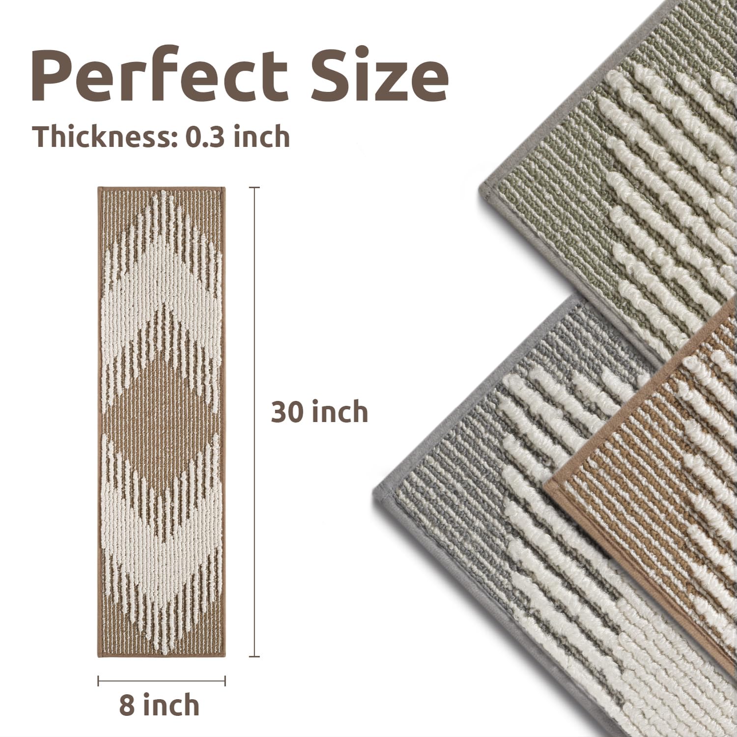 PADOOR 15pc stair treads with 3D design texture adds visual depth and cushioning