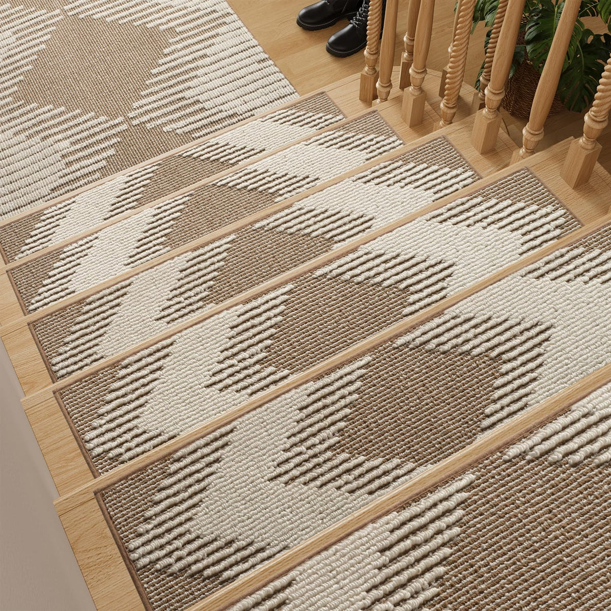 PADOOR 15pc stair treads non-slip on wooden steps improve grip for kids and pets
