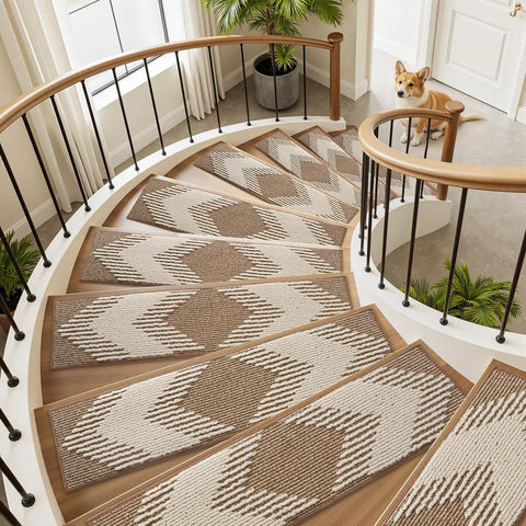 PADOOR 15pc stair treads with peel-and-stick back for quick, tool-free installation