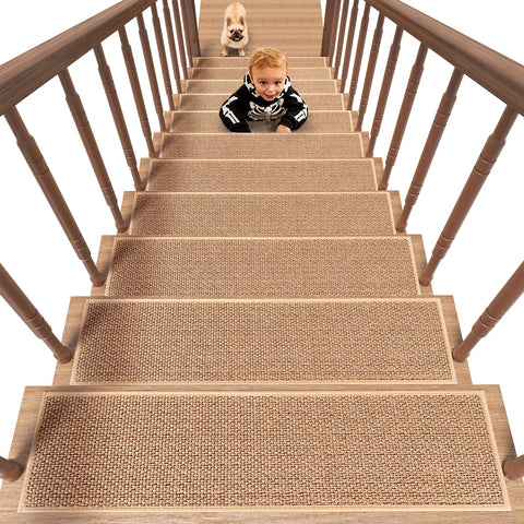 PADOOR non-slip stair treads with rubber backing for secure grip.