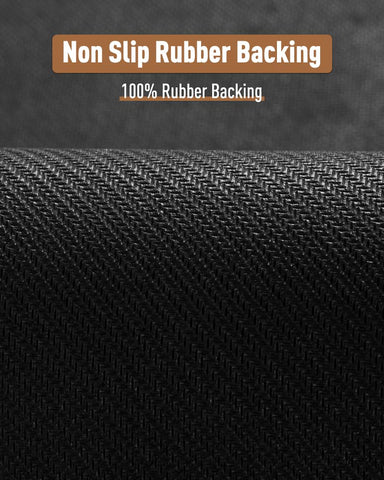 PADOOR rubber-backed treads protect wooden stairs from wear.